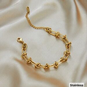 Chic 18k Gold plated steel Knot Chain Bracelet
